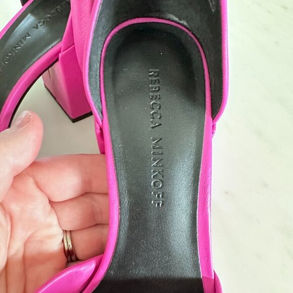 Rebecca Minkoff Fuchsia Knot Block Heel Sandals - Picture 9 of 11